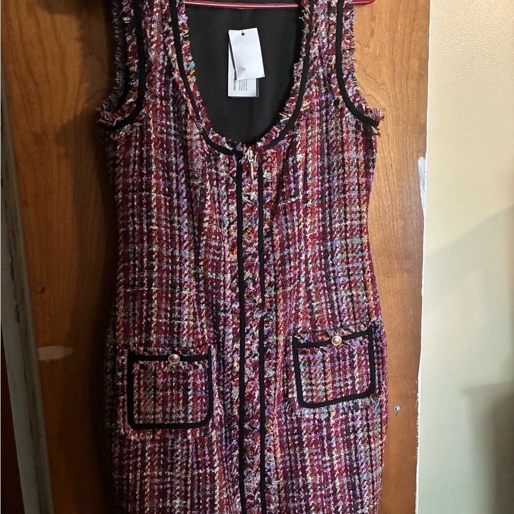 Guess Red and Black Tweed Dress